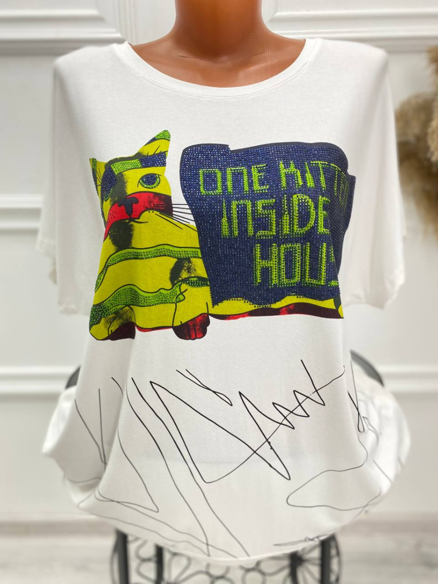 футболка женская кот